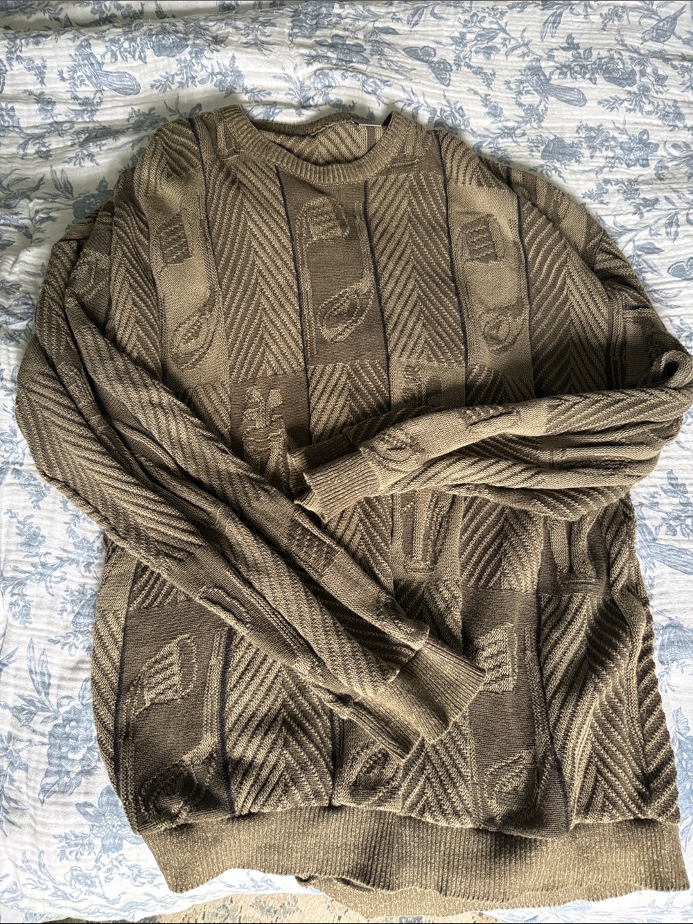 90s Men's Golf Textured Crewneck Sweater - Olive